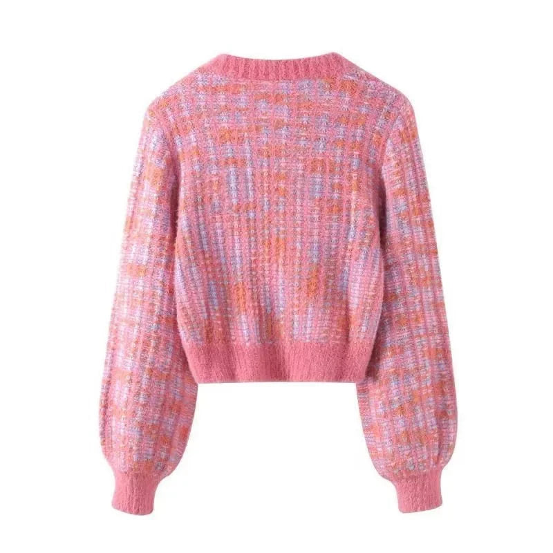 Fuzzy Knit Button Up Cardigan