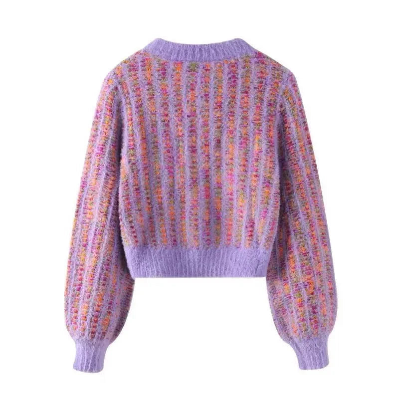 Fuzzy Knit Button Up Cardigan