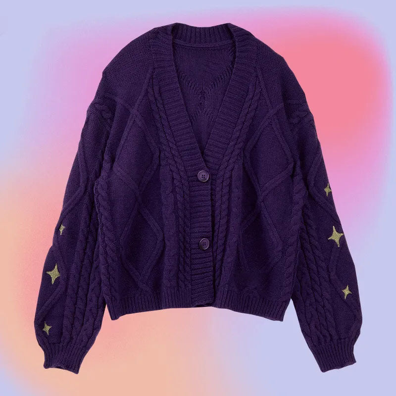 Starry Sleeved Purple Enchantment Sweater