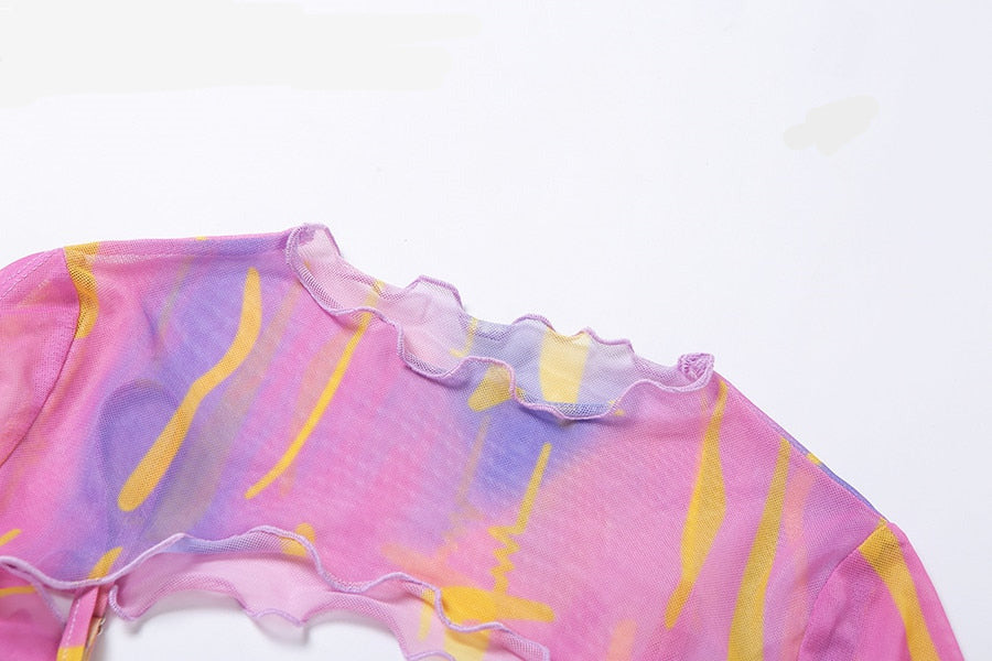 Neon Watercolor Mesh Top