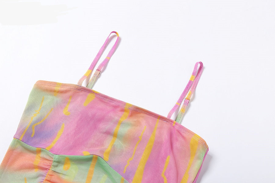 Neon Watercolor Mesh Top