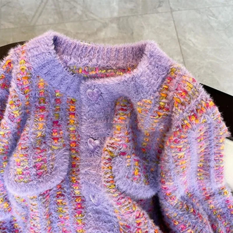 Fuzzy Knit Button Up Cardigan