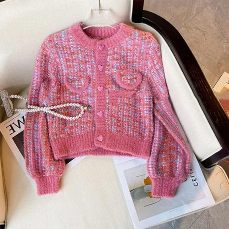 Fuzzy Knit Button Up Cardigan
