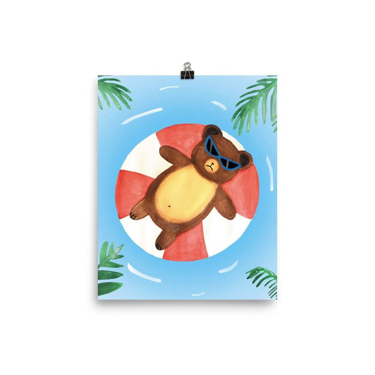 Pooltime Bear Print 8 x 10 - meowdonnaart