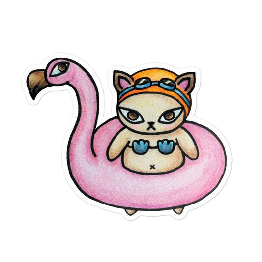 Pool Float Kitty Sticker - meowdonnaart