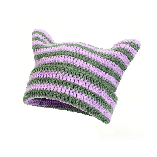 Crocheted Neko Cat Beanie Hat