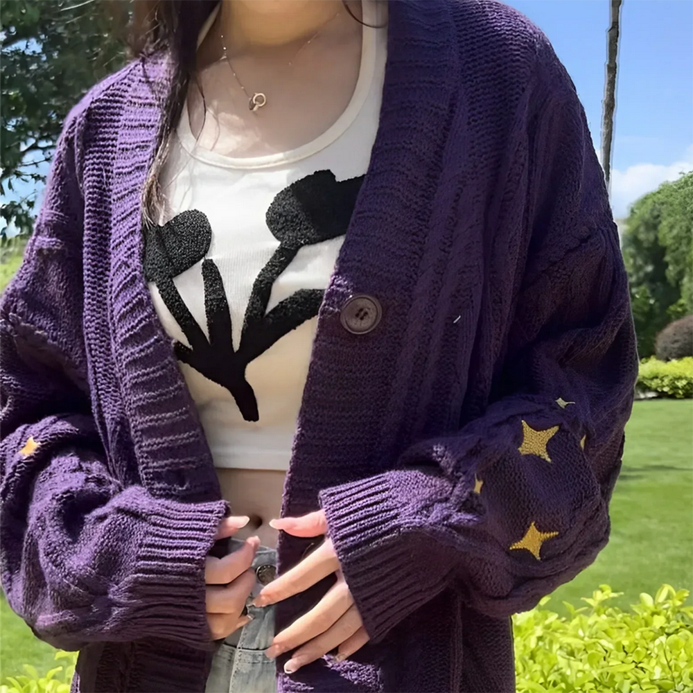 Starry Sleeved Purple Enchantment Sweater