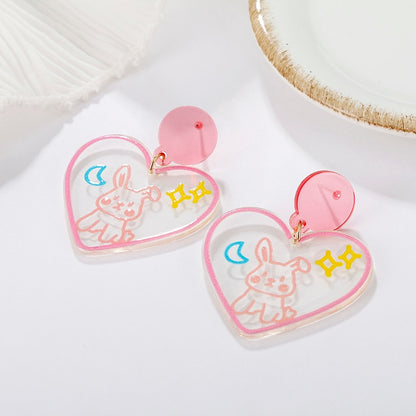 Rabbit Heart Acrylic Earrings